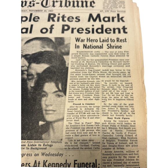 Vintage Newspaper Keneddy Funeral And Oswald Murder Nov 25 1963 - Picture 3 of 5